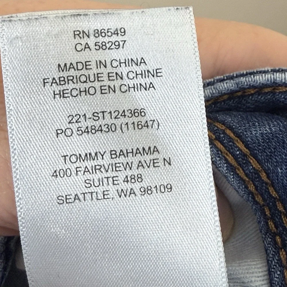 Tommy Bahama Jeans Mens 32 Blue Boracay Straight Leg Medium Wash Stretch Denim